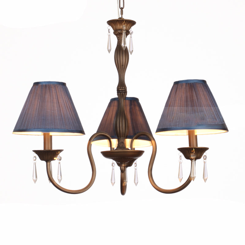 Vintage conische kroonluchter veelkleurige geplooide stof hanglamp