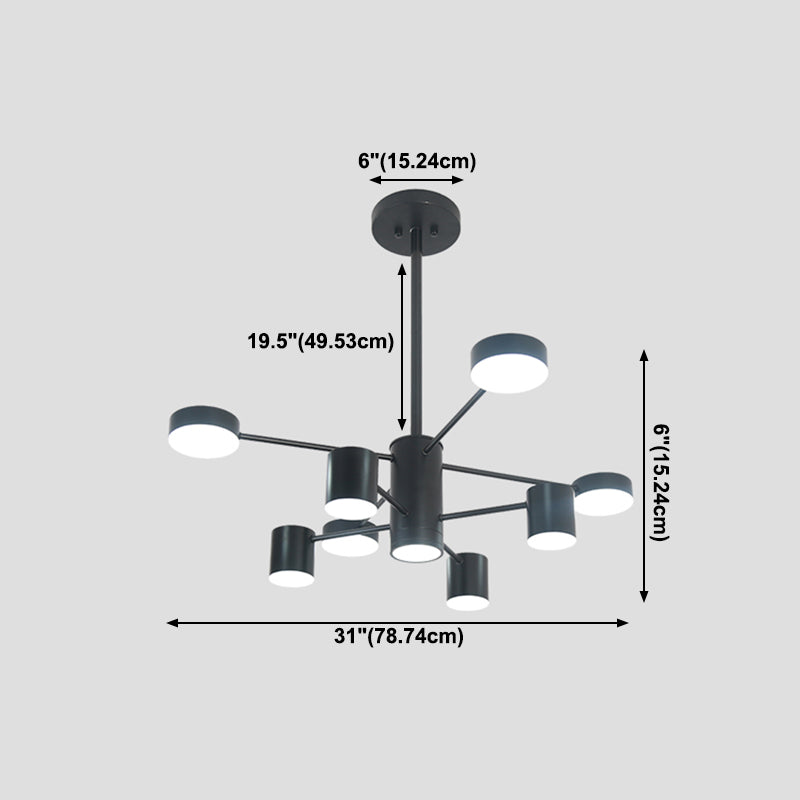 Nordic Metal Chandelier Black Multi Light Hanging Light for Bedroom
