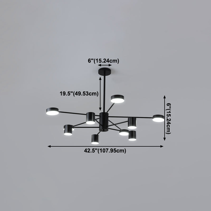 Nordic Metal Chandelier Black Multi Light Hanging Light for Bedroom