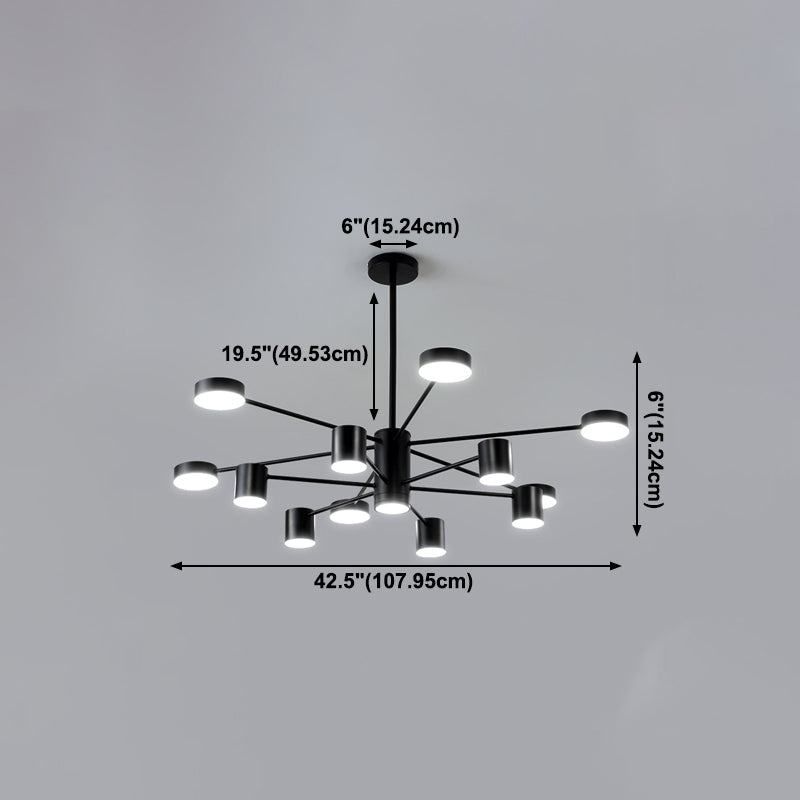 Nordic Metal Chandelier Black Multi Light Hanging Light for Bedroom