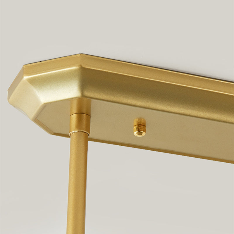 Modern Rectangle Shade Island Pendant Clear Crystal Island Light for Dinning Room