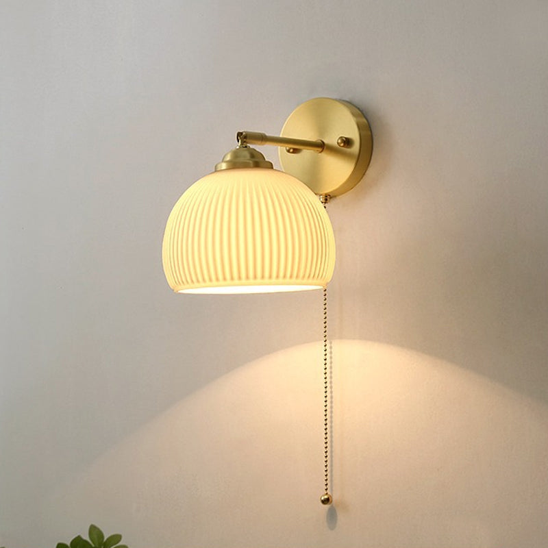 Vidrete de vidrio blanco apliques de pared de una cabeza para dormitorio de sala de estar