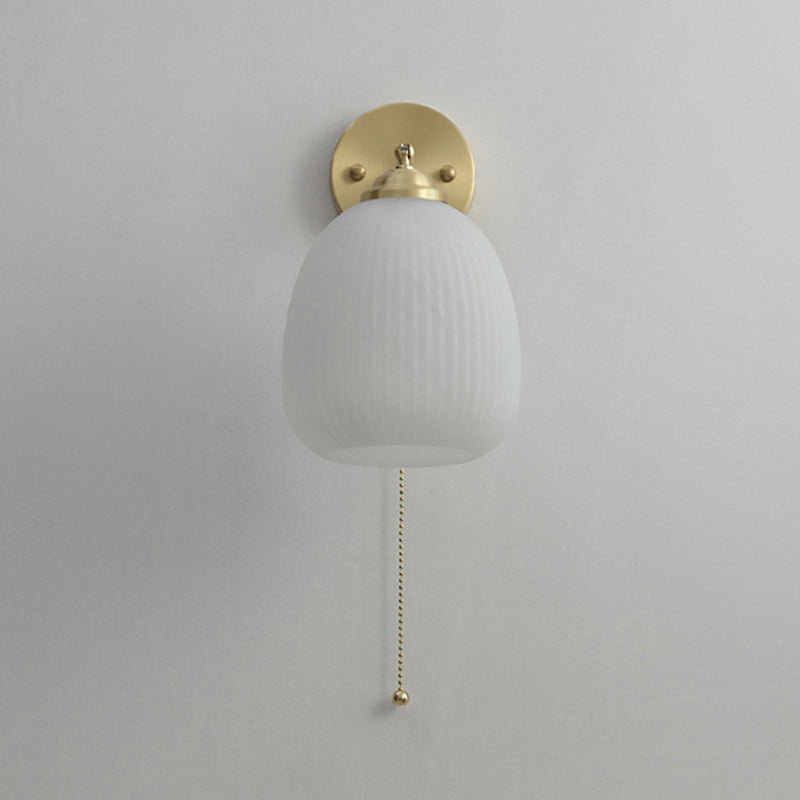 Vidrete de vidrio blanco apliques de pared de una cabeza para dormitorio de sala de estar