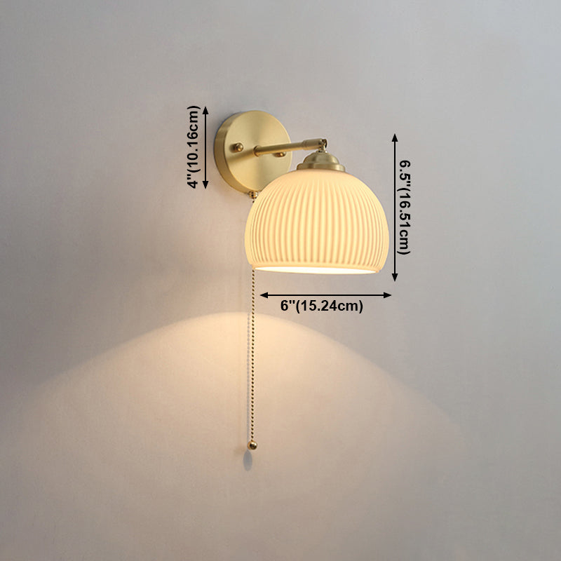 Vidrete de vidrio blanco apliques de pared de una cabeza para dormitorio de sala de estar