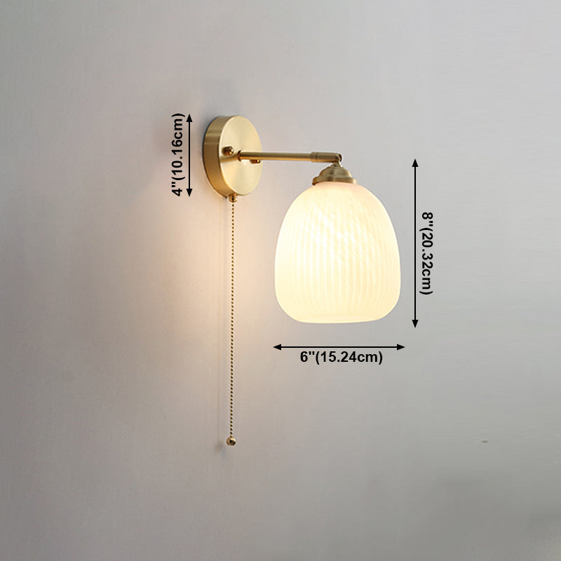 Vidrete de vidrio blanco apliques de pared de una cabeza para dormitorio de sala de estar