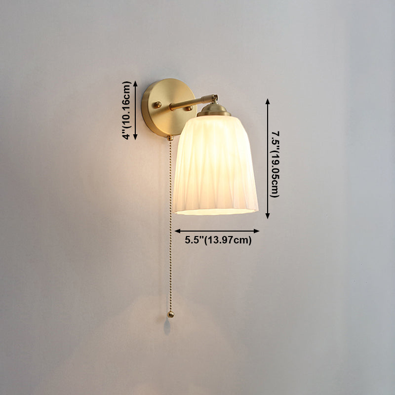 Vidrete de vidrio blanco apliques de pared de una cabeza para dormitorio de sala de estar