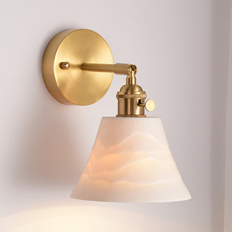 Application murale à tête simple contemporaine blanc cérame en céramique mural luminaire monté