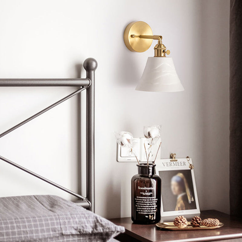 Application murale à tête simple contemporaine blanc cérame en céramique mural luminaire monté