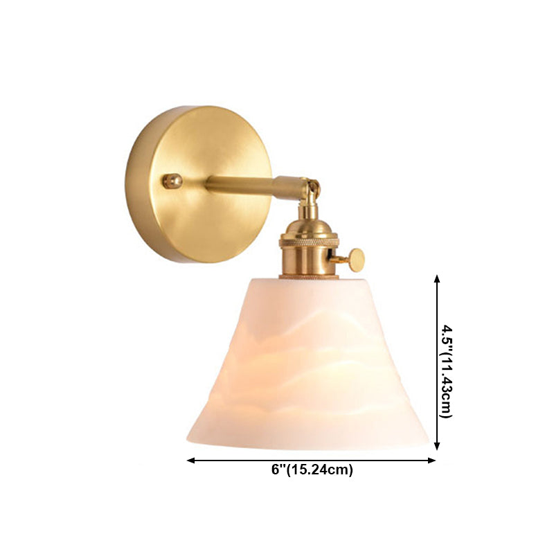 Application murale à tête simple contemporaine blanc cérame en céramique mural luminaire monté