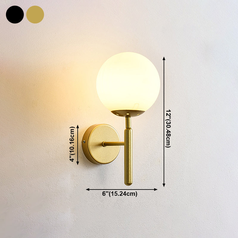 Contemporary Single Head Wall Sconce Glass Ball Shade Wall Mounted Light for Living Room
