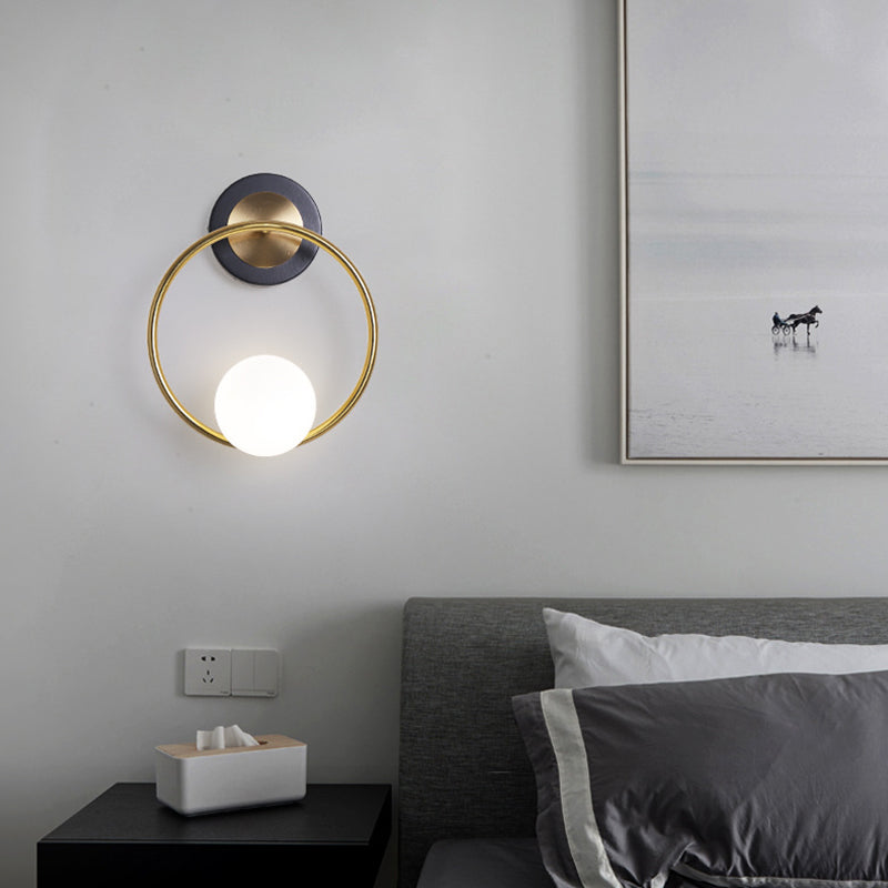 Discina de pared de vidrio blanco 1 lámpara de luz montada en la pared para sala de estudio