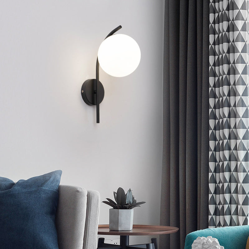 Casa de pared de lámpara de vidrio contemporánea 1 cabezal de metal de metal lámpara montada en la pared