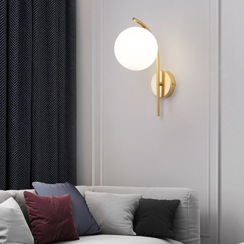 Casa de pared de lámpara de vidrio contemporánea 1 cabezal de metal de metal lámpara montada en la pared