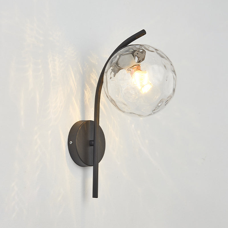 Casa de pared de lámpara de vidrio contemporánea 1 cabezal de metal de metal lámpara montada en la pared