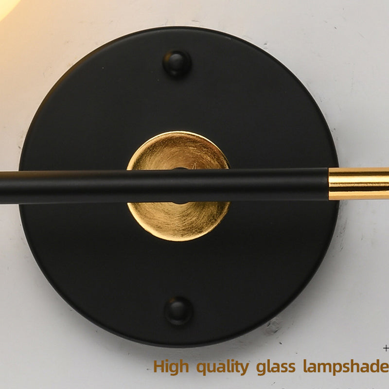 Bedroom Simple Sconce Light Fixtures Metal 1 Blub White Glass Wall Mounted Lighting