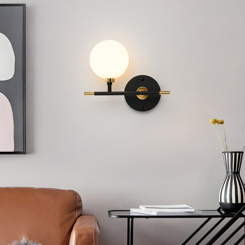 Schlafzimmer einfache Leuchtenleuchten Metall 1 Blub weiße Glaswandmontage Beleuchtung
