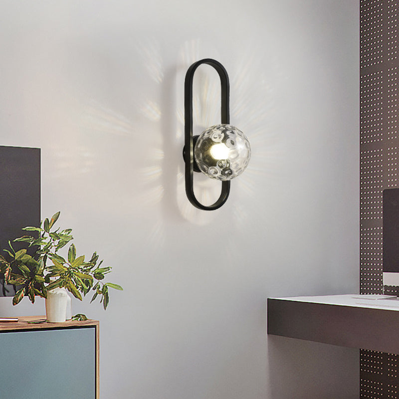 Bedroom Simple Sconce Light Fixtures 1 Blub Glass Lampshade Wall Mounted Lighting