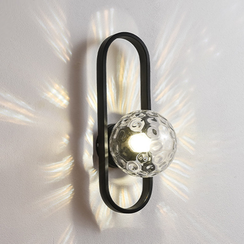 Bedroom Simple Sconce Light Fixtures 1 Blub Glass Lampshade Wall Mounted Lighting