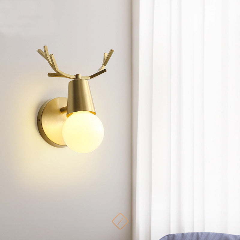 Postmodern Metal Antler Wall Sconce Golden Wall Mounted Light Fixture for Living Room