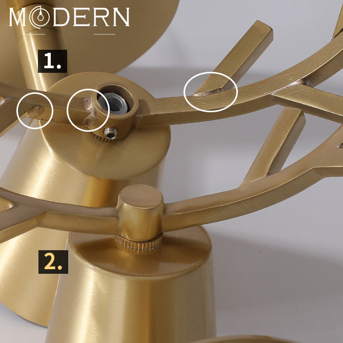 Luz de la pared de la pared de la asta de metal posmoderna de la pared dorada de la pared dorada para la sala de estar