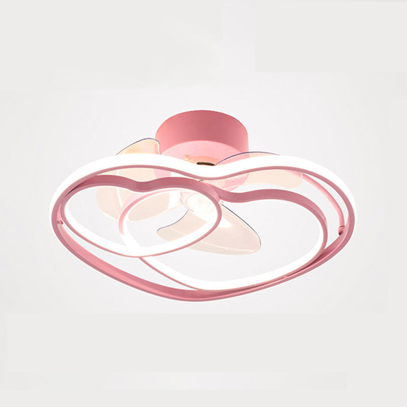 Modern Metal Ceiling Fan Lamp Cartoon LED Flush Mount Ceiling Light for Children's Room