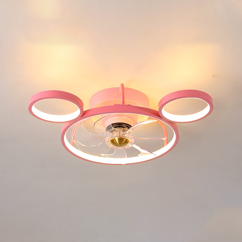 Modern Metal Ceiling Fan Lamp Cartoon LED Flush Mount Ceiling Light for Children's Room