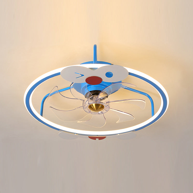 Modern Metal Ceiling Fan Lamp Cartoon LED Flush Mount Ceiling Light for Children's Room