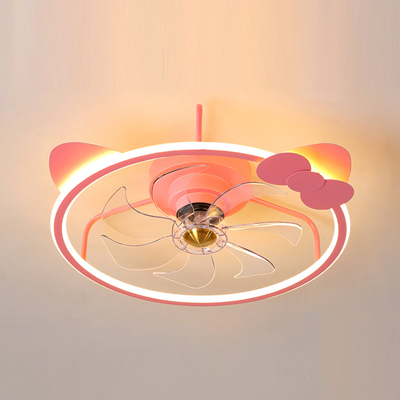 Modern Metal Ceiling Fan Lamp Cartoon LED Flush Mount Ceiling Light for Children's Room