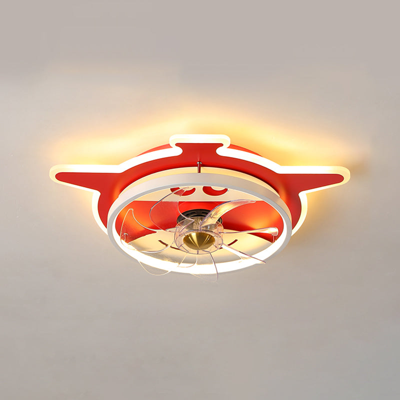 Modern Metal Ceiling Fan Lamp Cartoon LED Flush Mount Ceiling Light for Children's Room