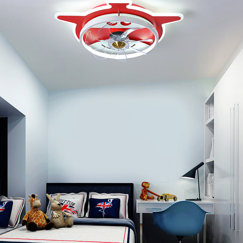 Modern Metal Ceiling Fan Lamp Cartoon LED Flush Mount Ceiling Light for Children's Room