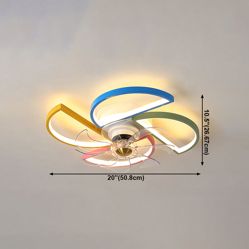 Modern Metal Ceiling Fan Lamp Cartoon LED Flush Mount Ceiling Light for Children's Room