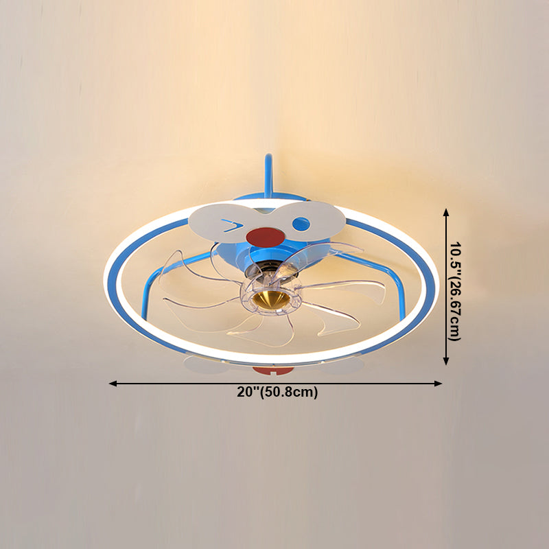 Modern Metal Ceiling Fan Lamp Cartoon LED Flush Mount Ceiling Light for Children's Room