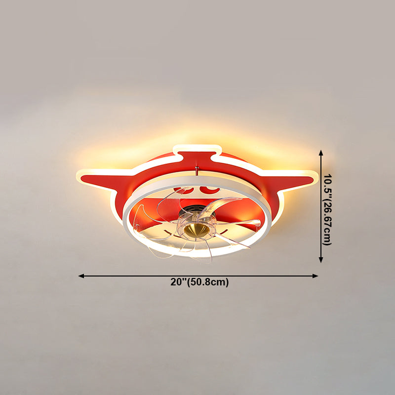 Modern Metal Ceiling Fan Lamp Cartoon LED Flush Mount Ceiling Light for Children's Room