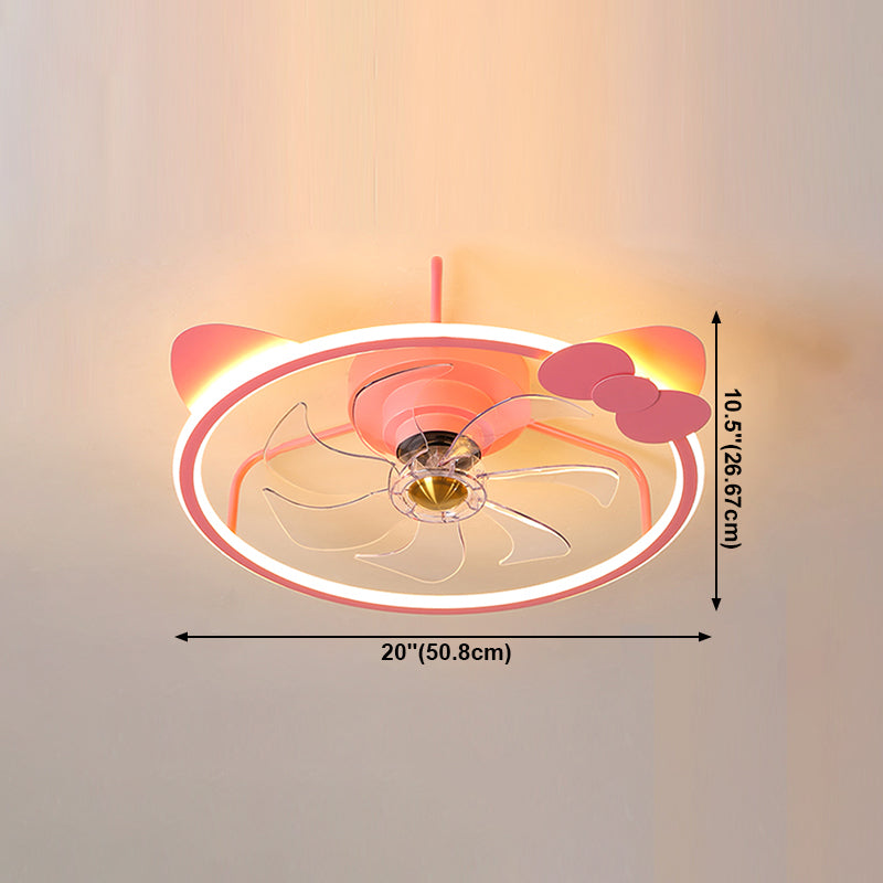 Modern Metal Ceiling Fan Lamp Cartoon LED Flush Mount Ceiling Light for Children's Room