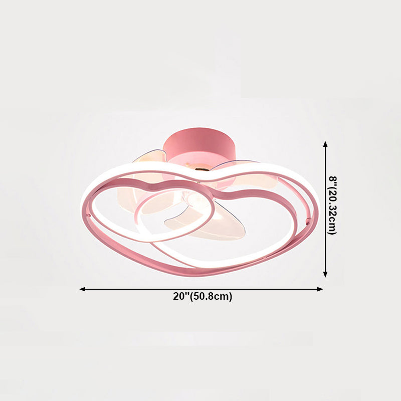 Modern Metal Ceiling Fan Lamp Cartoon LED Flush Mount Ceiling Light for Children's Room