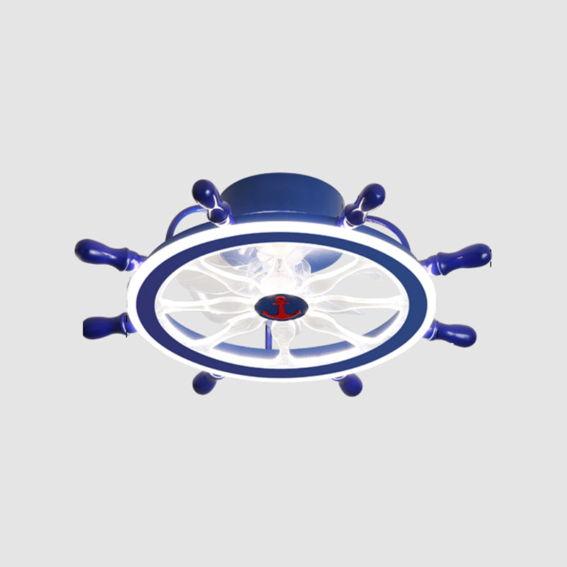 Modern Metal Ceiling Fan Lamp LED Flush Mount Ceiling Light with Clear Fan Blade