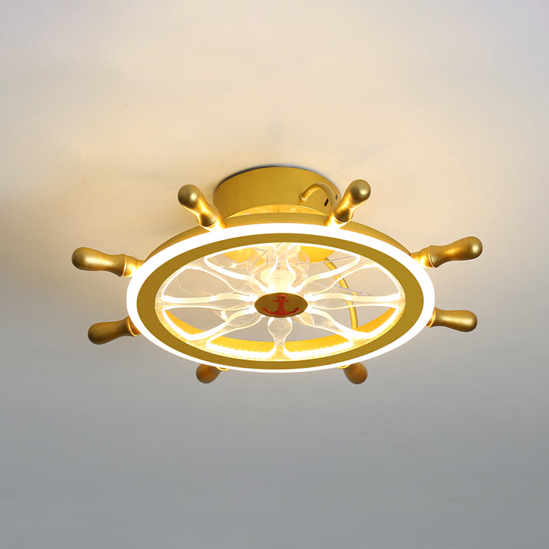 Modern Metal Ceiling Fan Lamp LED Flush Mount Ceiling Light with Clear Fan Blade