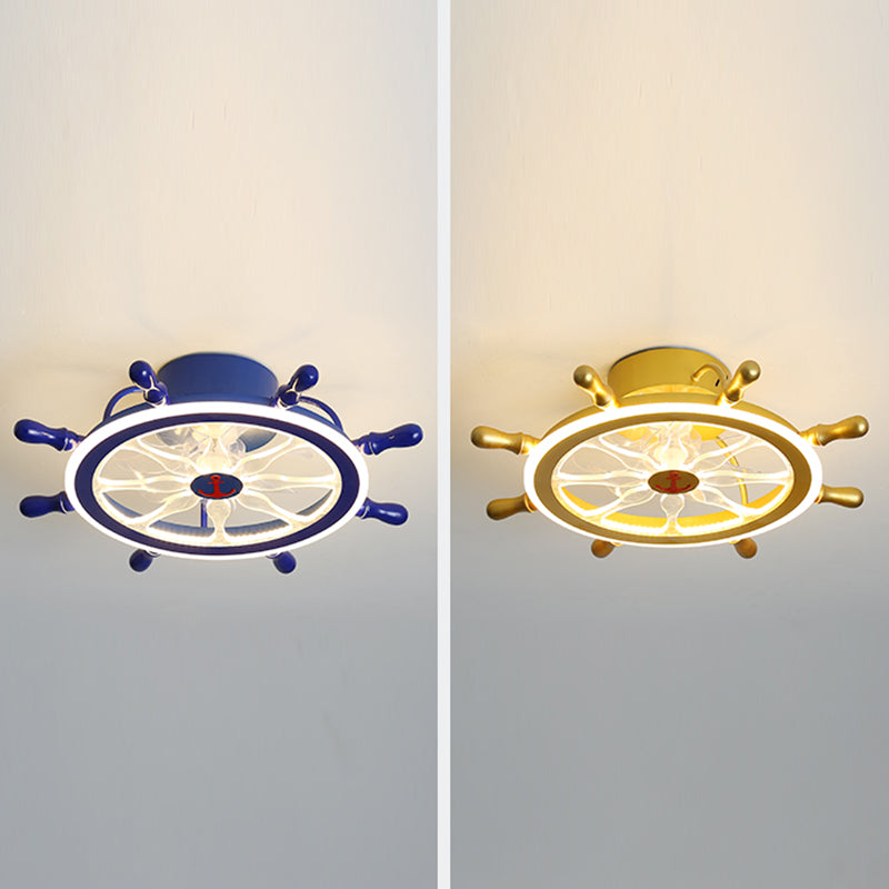 Modern Metal Ceiling Fan Lamp LED Flush Mount Ceiling Light with Clear Fan Blade