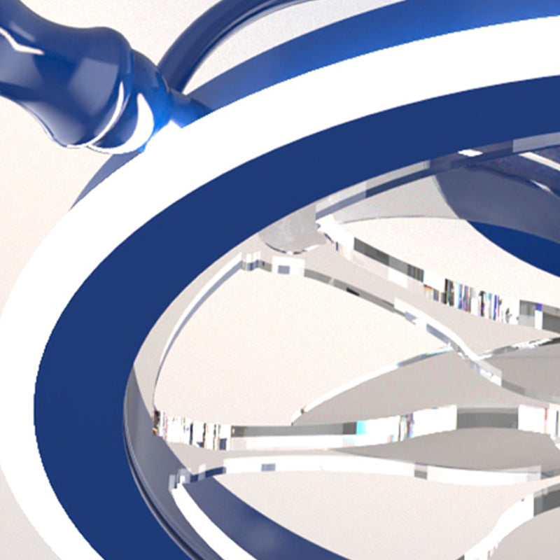 Modern Metal Ceiling Fan Lamp LED Flush Mount Ceiling Light with Clear Fan Blade