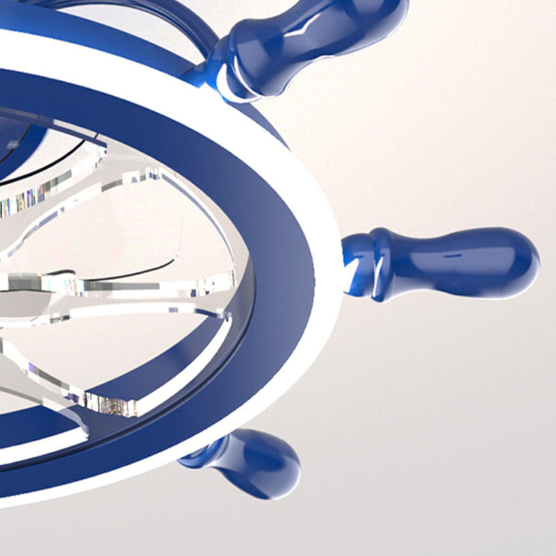 Modern Metal Ceiling Fan Lamp LED Flush Mount Ceiling Light with Clear Fan Blade