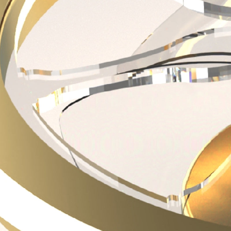 Modern Metal Ceiling Fan Lamp LED Flush Mount Ceiling Light with Clear Fan Blade