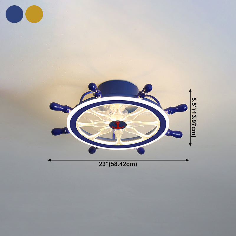 Modern Metal Ceiling Fan Lamp LED Flush Mount Ceiling Light with Clear Fan Blade