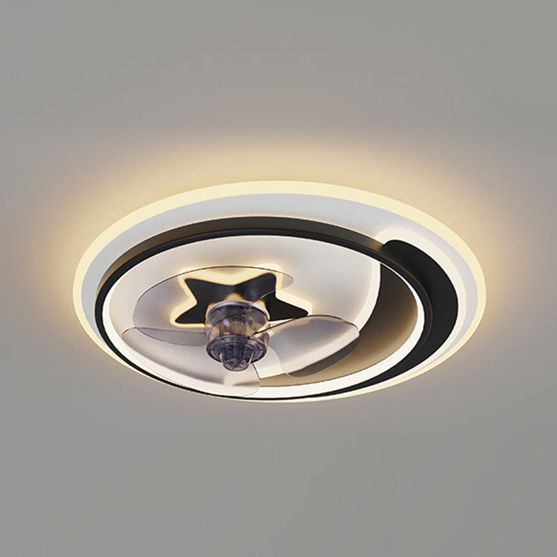 Moderne Metall Deckenventilator Lampe Cartoon LED Flush Mount Leuchte mit klarer Lüfterklinge