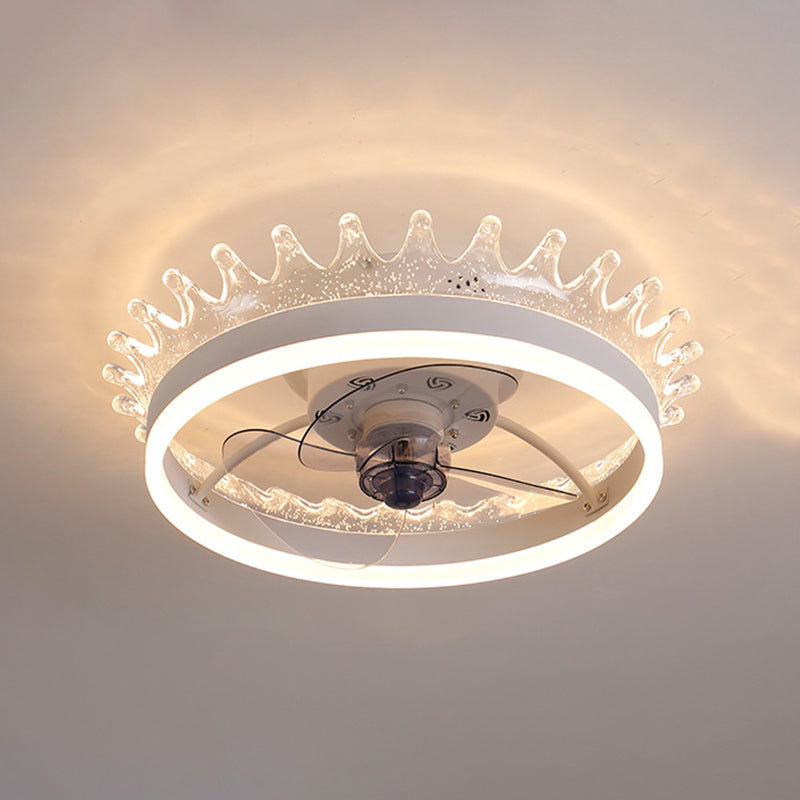Minimalist LED Ceiling Fan Light Circular Semi Flush Ceiling Light with Acrylic Shade