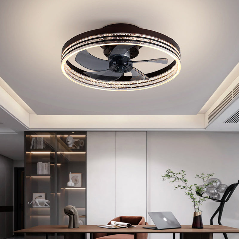 Minimalist LED Ceiling Fan Light Circular Semi Flush Ceiling Light with Acrylic Shade