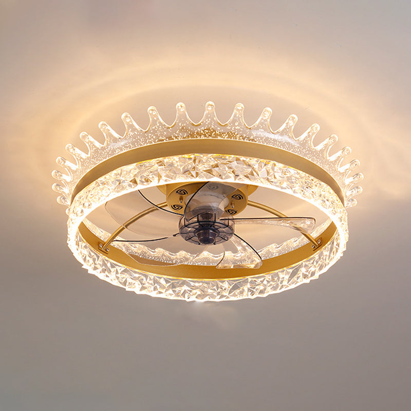Minimalist LED Ceiling Fan Light Circular Semi Flush Ceiling Light with Acrylic Shade