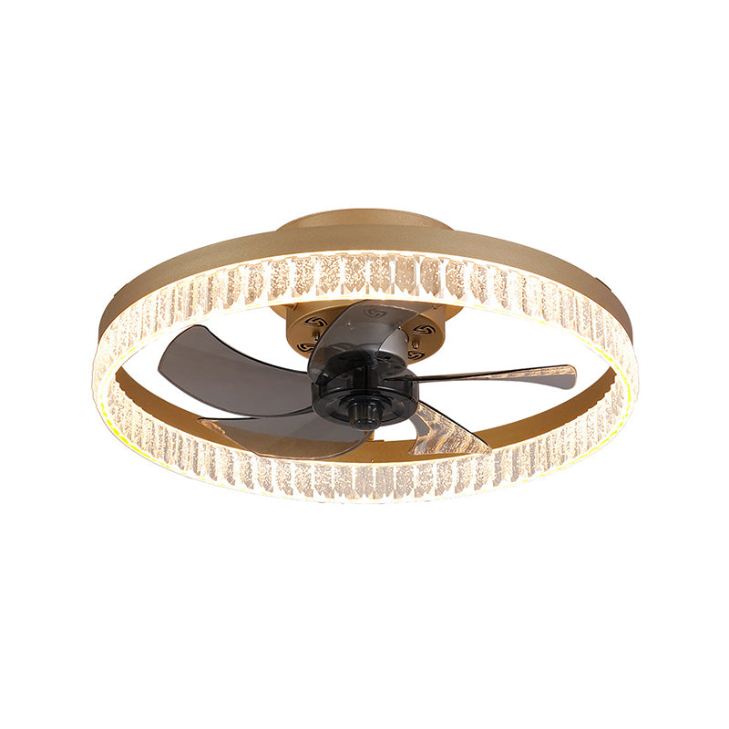 Minimalist LED Ceiling Fan Light Circular Semi Flush Ceiling Light with Acrylic Shade
