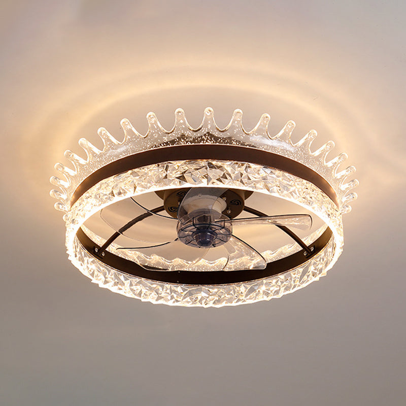 Minimalist LED Ceiling Fan Light Circular Semi Flush Ceiling Light with Acrylic Shade