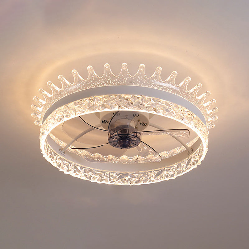 Minimalist LED Ceiling Fan Light Circular Semi Flush Ceiling Light with Acrylic Shade