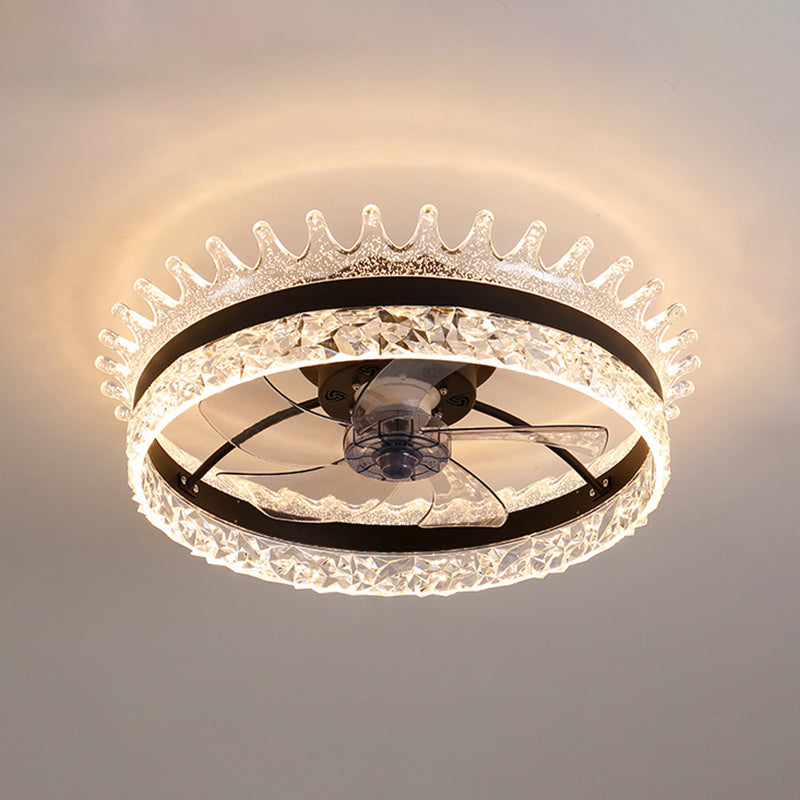 Minimalist LED Ceiling Fan Light Circular Semi Flush Ceiling Light with Acrylic Shade
